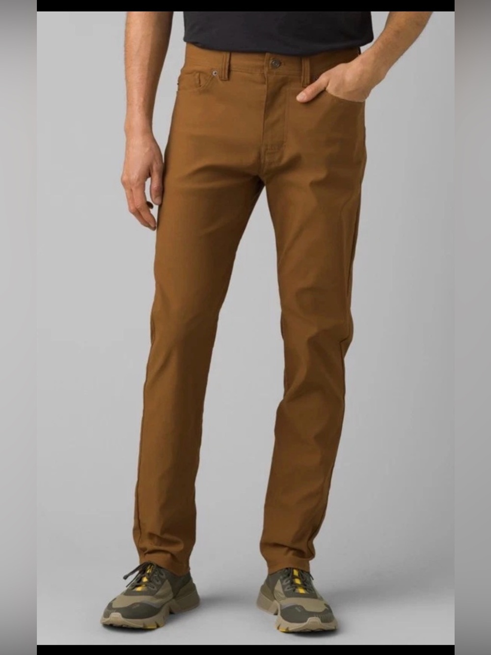 Prana Stretch Brion Slim Fit Pant II Tapered Leg in Sepia Redish brown , size 36